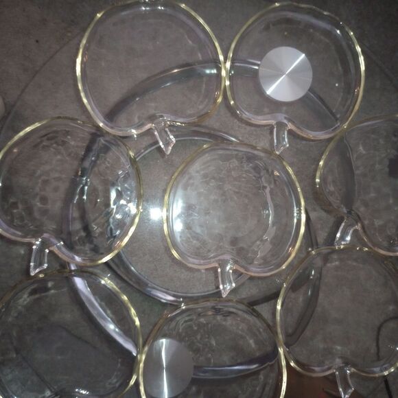 🆕🍽️ Vintage Hazel Atlas Apple Shape Clear Plates - Picture 2 of 2